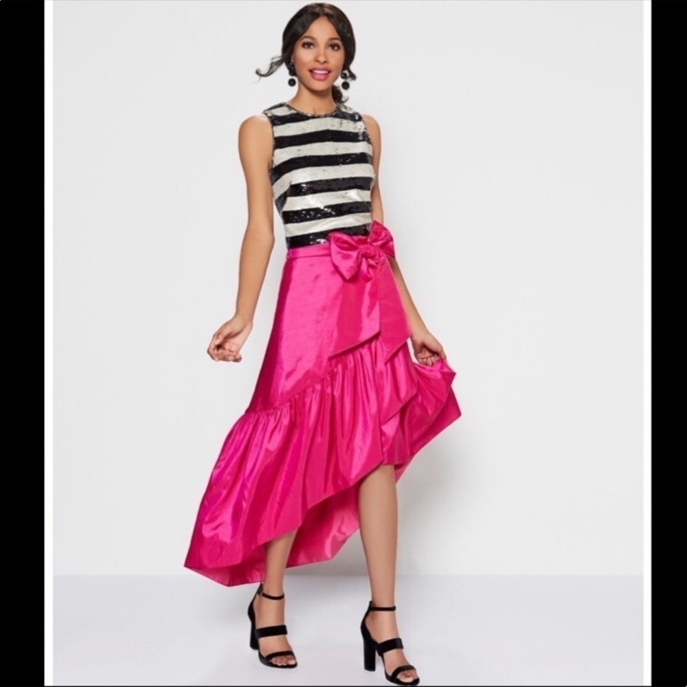 ELIZA J WOMENS BOW HI LOW WRAP RUFFLED SKIRT - Picture 1 of 11